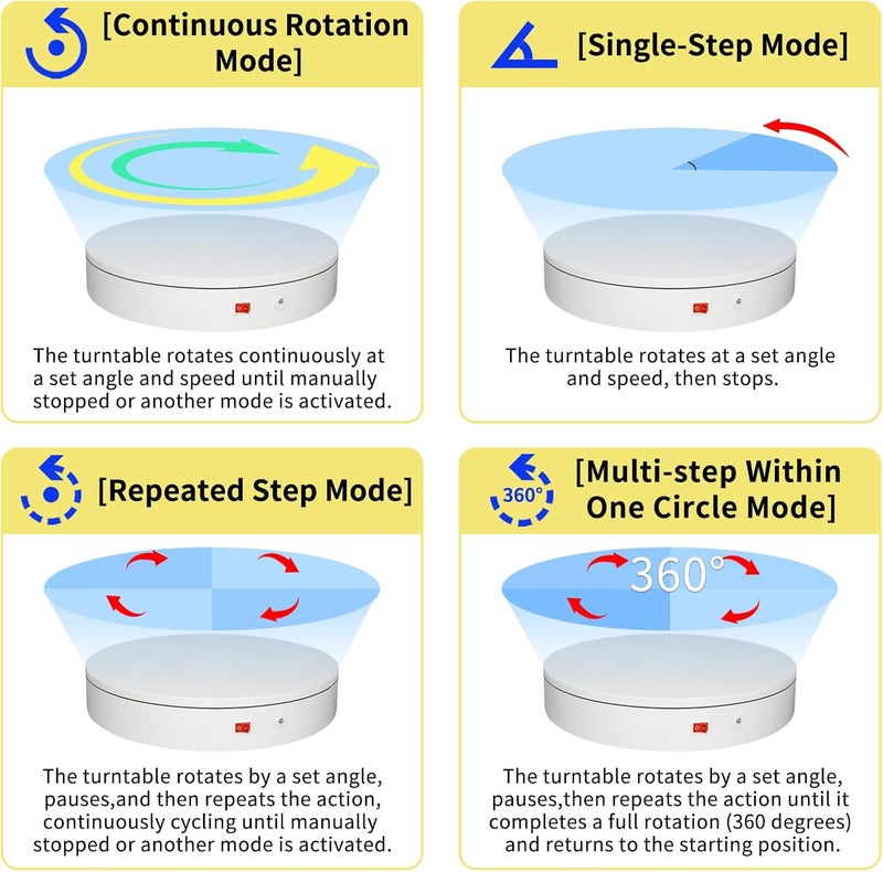 ComXim 7.9In Remote Motorized Electric Turntable Rotating Display Stand Spinning Rotating Platform 360 Photography Turntable lazy susan base giratoria para for Photography,Display(Load Range:40~100lbs) - Image 3